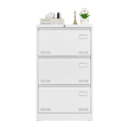 Filing Cabinet Lateral File Cabinet With Lock, 3 Drawer - White