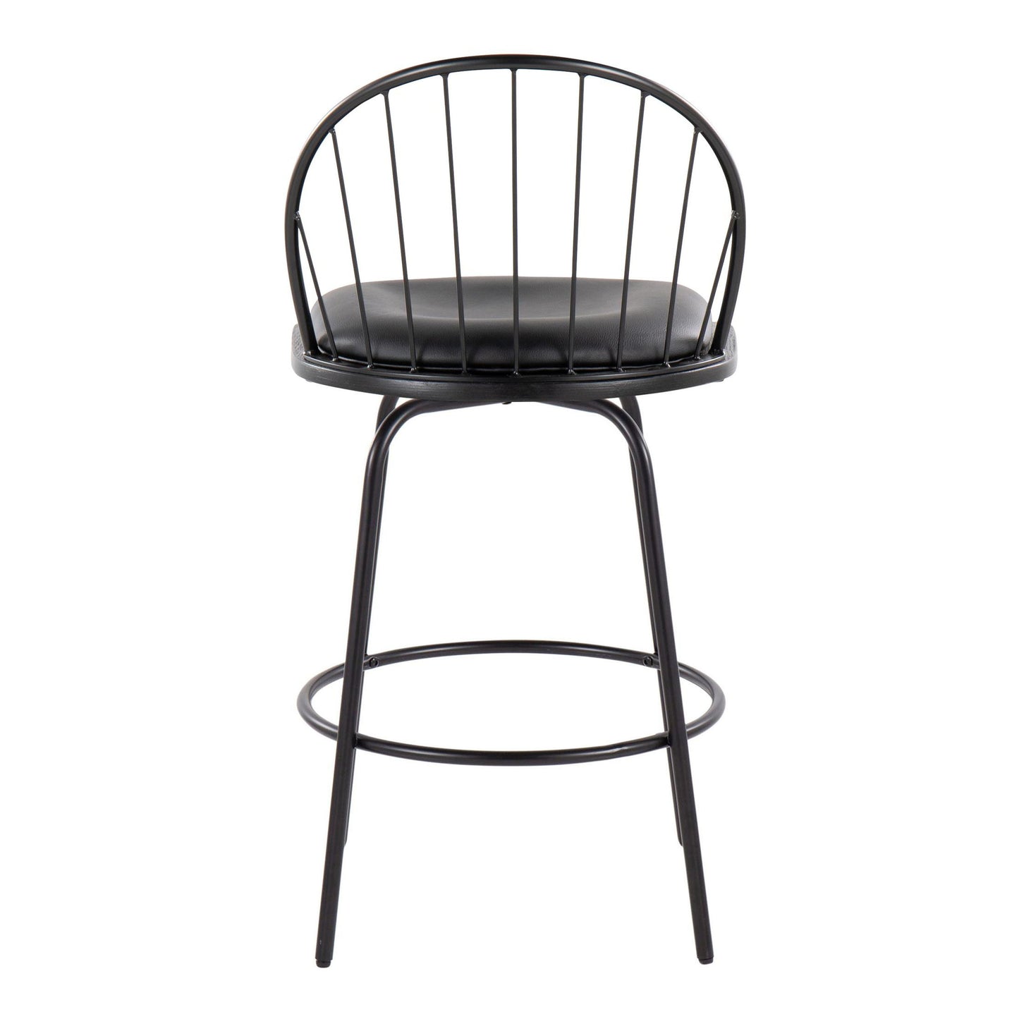 Riley - Claire Farmhouse Fixed Height Counter Stool With Swivel With Round Footrest (Set of 2) - Black