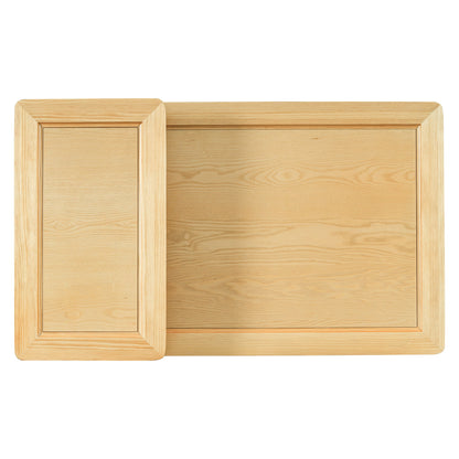 Modern Coffee Table, Coffee Table With 1 Storage Shelf, 2 Tabletops And 1 Rattan Drawer For Living Room - Natural