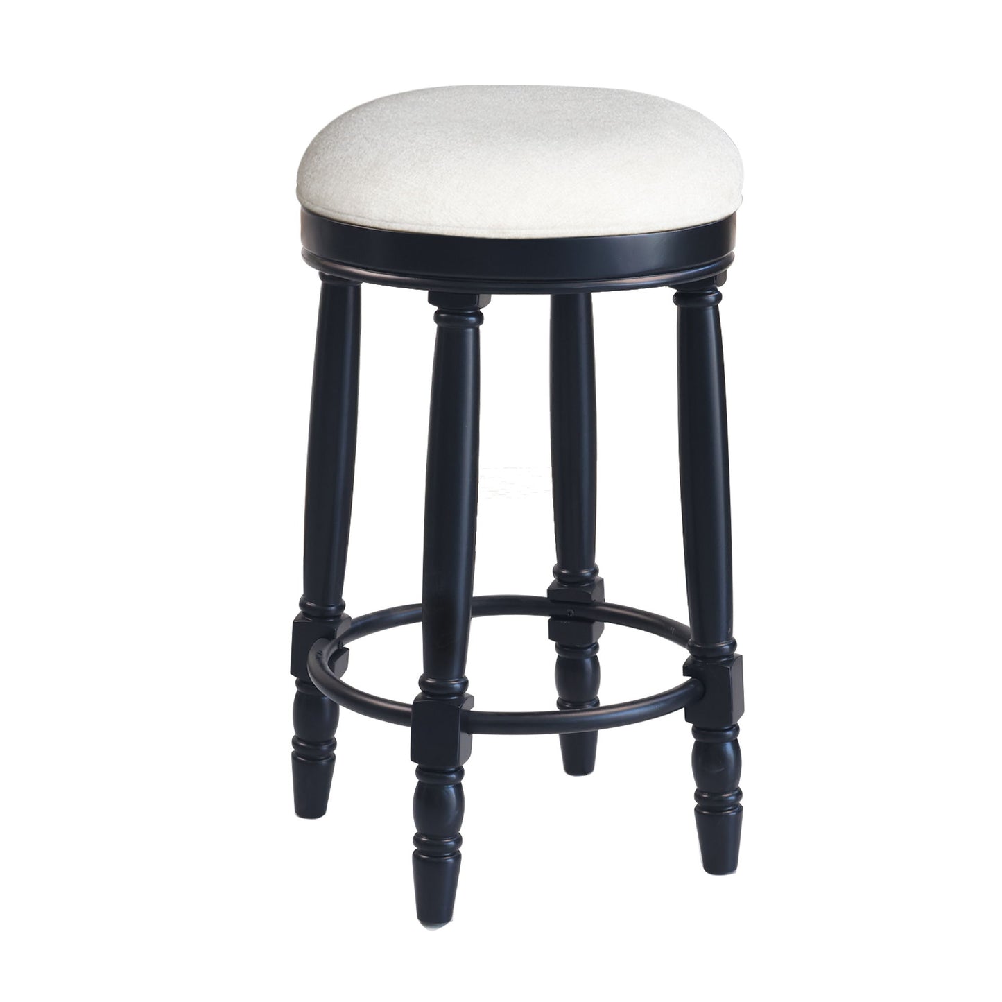 360ÔøΩÔøΩ Swivel Wooden Barstools, 26" Counter Height (Set of 2) With Fabric Upholstered Seat - Black