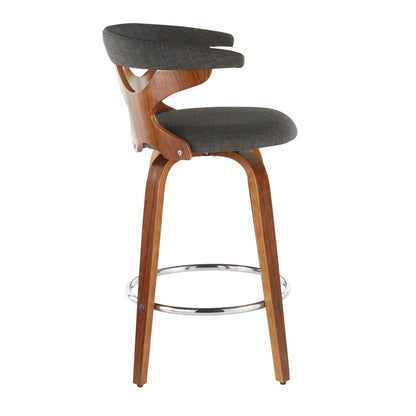 Gardenia - Mid-Century Modern Counter Stool (Set of 2) - Walnut / Charcoal