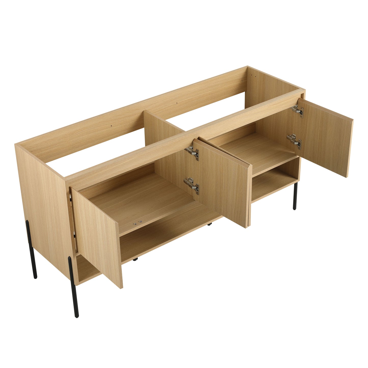 Modern Freestanding Bathroom Vanity With 4 Soft Close Cabinet Doors - Oak