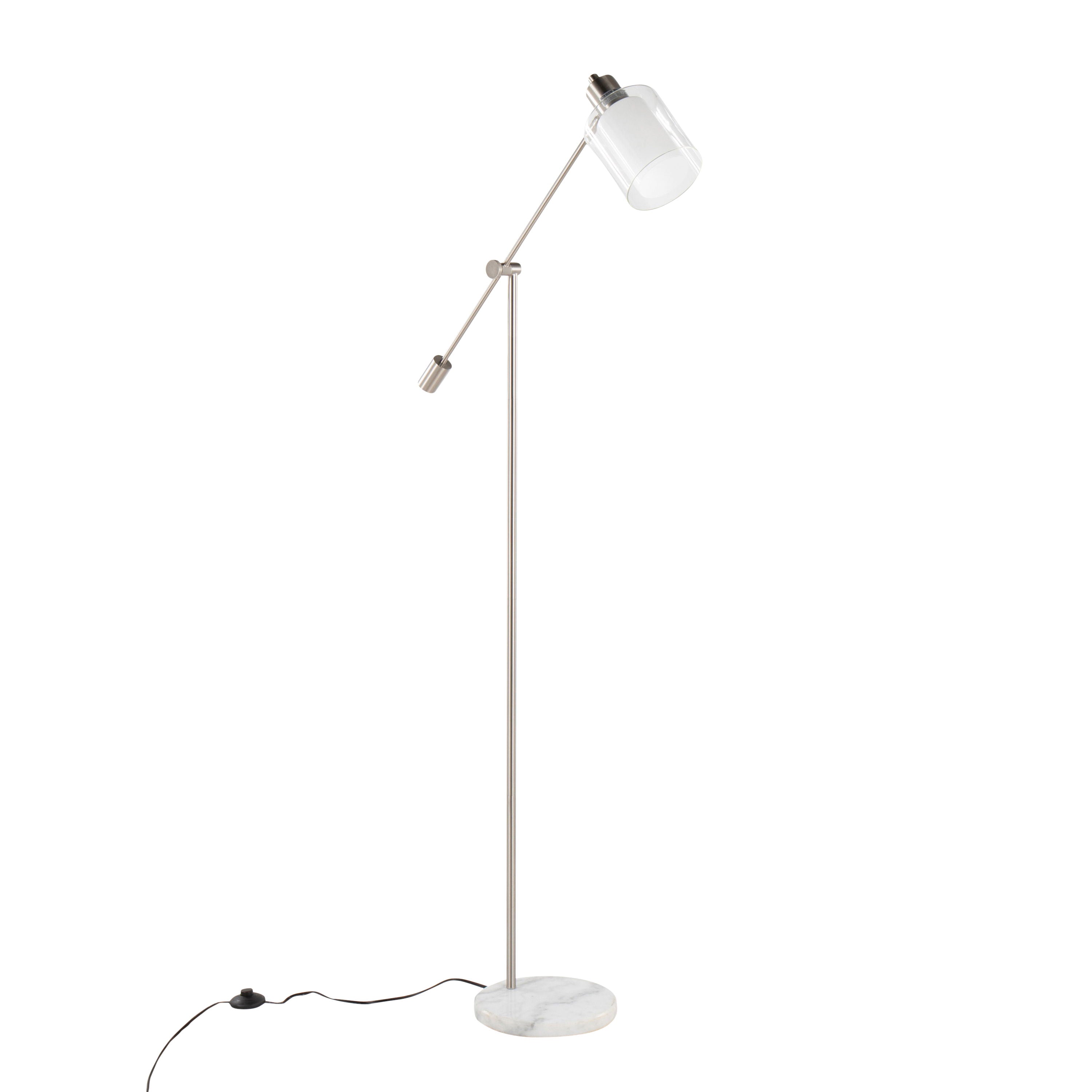 Marcel - Contemporary / Glam Floor Lamp - Nickel / Clear / Frosted