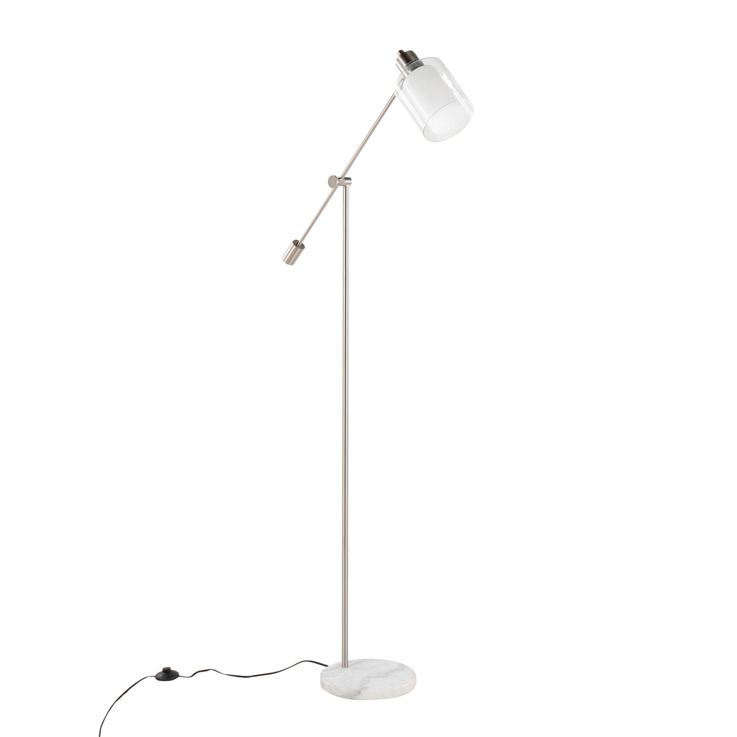 Marcel - Contemporary / Glam Floor Lamp - Nickel / Clear / Frosted