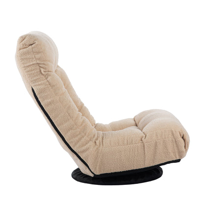 Japanese Style Single Reclining Sofa Chair With Adjustable Features Cotton For Balcony And Leisure - White