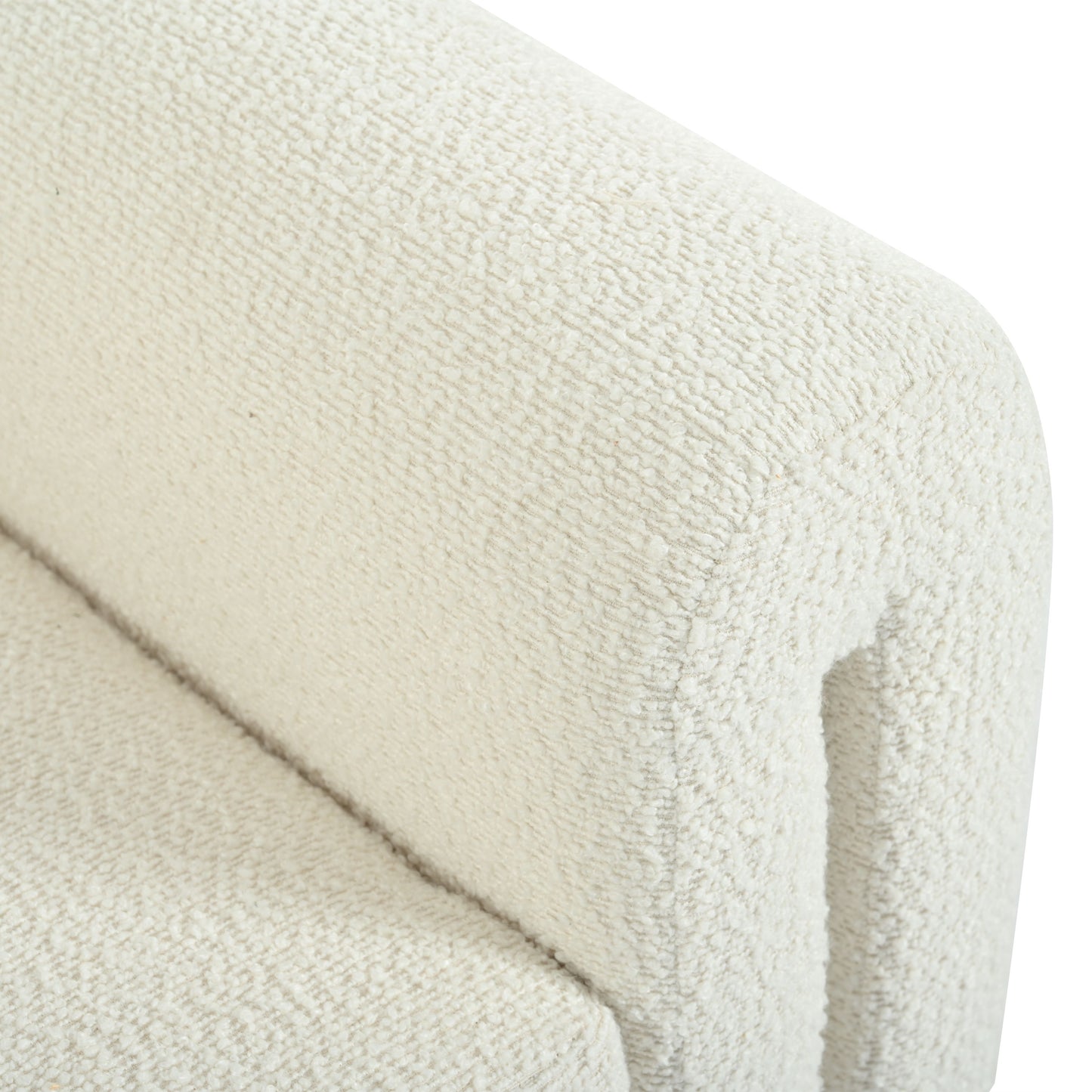 Modern Boucle Upholstered Accent Chair Luxurious Comfort & Sturdy Support, Solid Wood Frame - Ivory