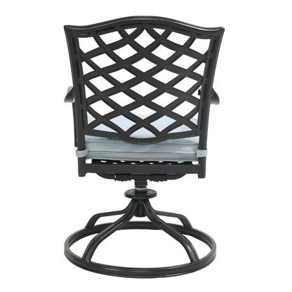 Aluminum 5 Piece Round Dining Set With 4 Swivel Rockers - Light Blue
