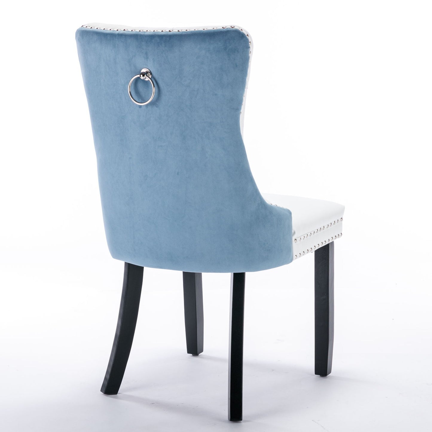 Nikki - Modern, High-End Tufted Solid Wood Contemporary And Velvet Upholstered Dining Chair With Wood Legs Nailhead Trim (Set of 2) - White / Light Blue