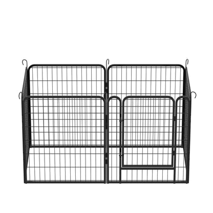 53.94" 6 Panels Heavy Duty Metal Playpen With Door, Dog Fence Pet Exercise Pen For Outdoor, Indoor - Black
