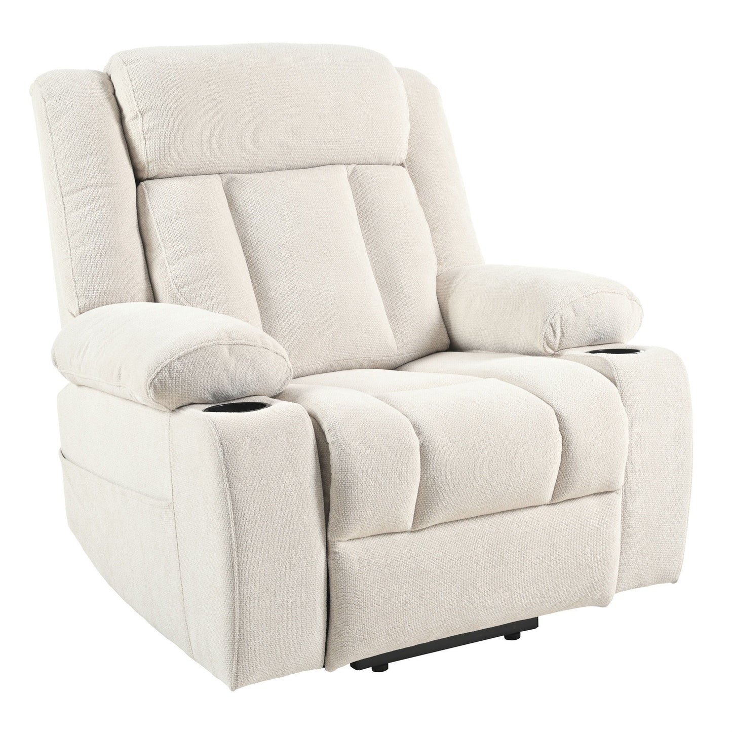 Power Lift Recliner Chair - Fabric Single Sofa With Extended Footrest, Remote Control, Cup Holders, And Side Pockets For Living Room Or Home Theater - Light Gray