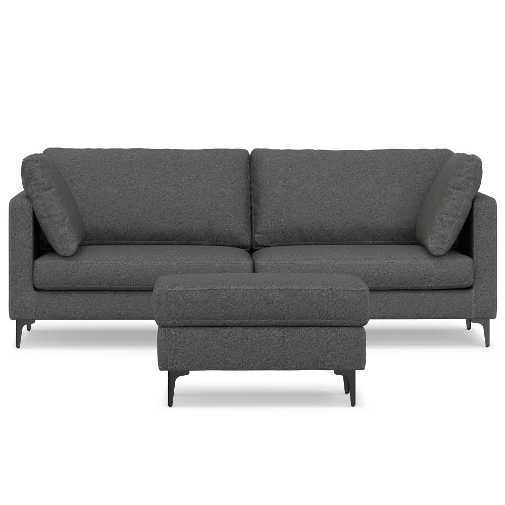 Ava - Mid Century Sofa With Ottoman Set - Dark Gray