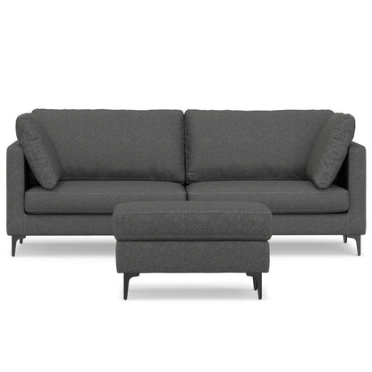 Ava - Mid Century Sofa With Ottoman Set - Dark Gray