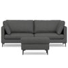 Ava - Mid Century Sofa With Ottoman Set - Dark Gray