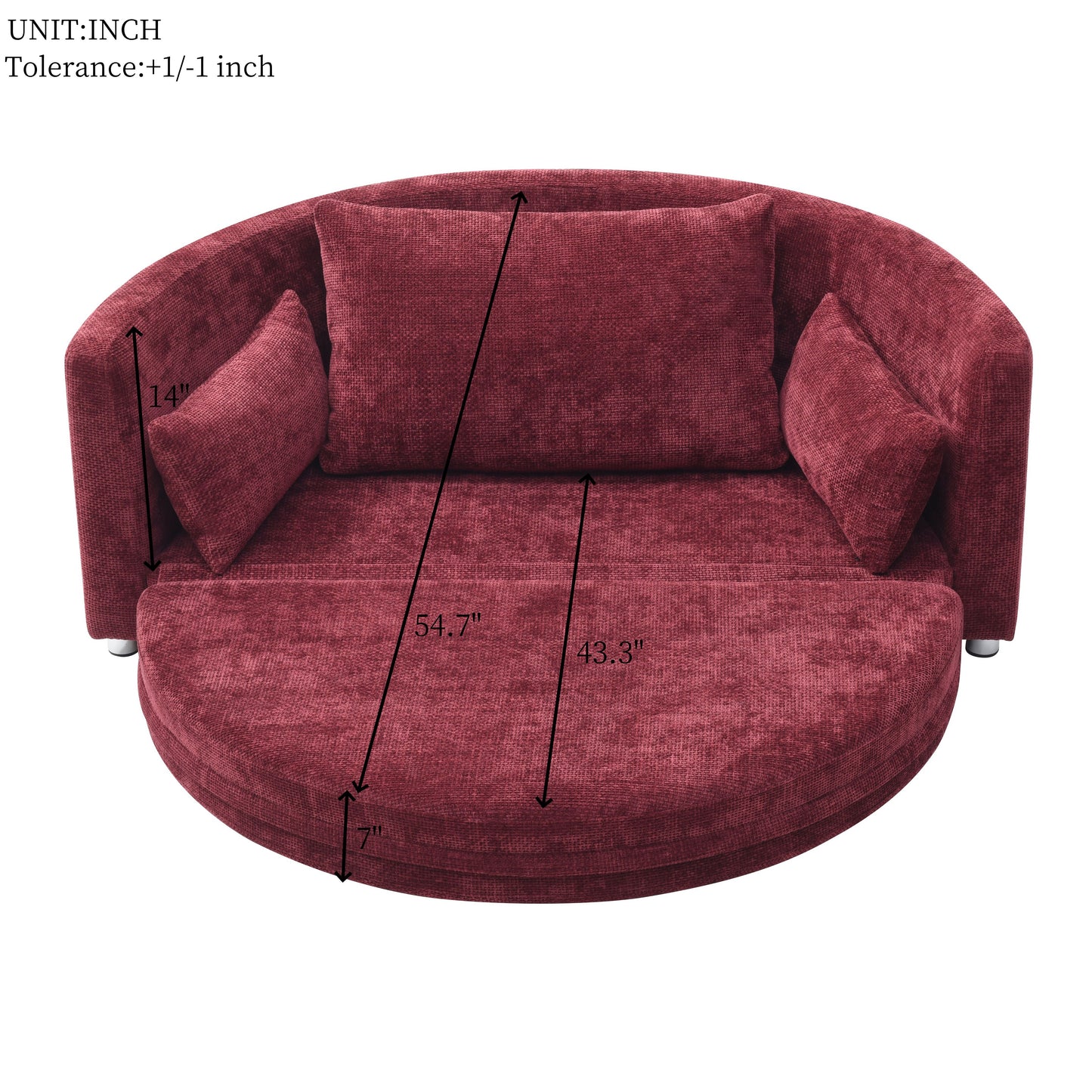 Multi-Functional Foldable Sleeper Sofa Bed, Floor Sofa Chair Bed, Circular Adjustable Futon Sitting And Sleeping Sofa - Burgundy