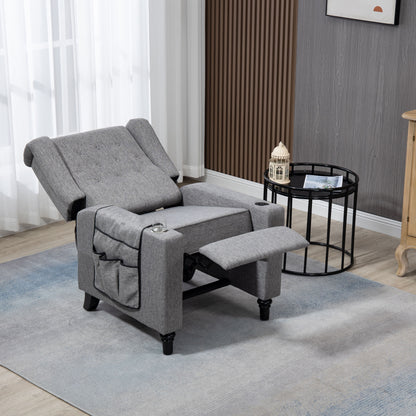 Arm Pushing Recliner Chair, Modern Button Tufted Wingback Push Back Recliner Chair, Living Room Chair Fabric Pushback Manual Single Reclining Sofa Home Theater Seating For Bedroom - Dark Gray