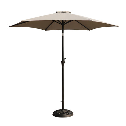8.8' Outdoor Aluminum Patio Umbrella, Patio Umbrella, Market Umbrella With 33 Pounds Round Resin Umbrella Base, Push Button Tilt And Crank Lift - Gray