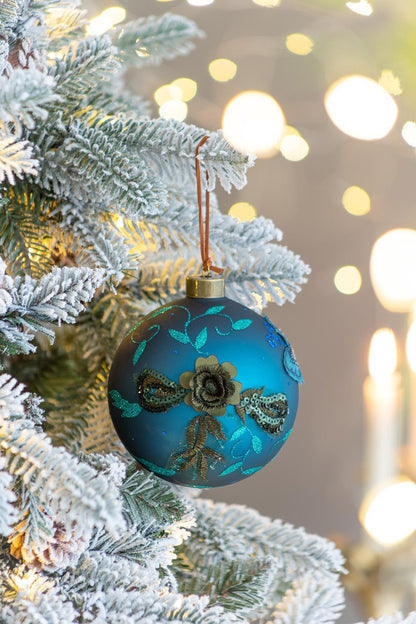 Christmas Ball Ornaments, Glass Decorative Hanging Ball Christmas Tree Ornaments For Holiday Party Decorations (Set of 4) - Blue