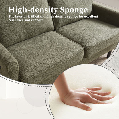Mid Century Modern Loveseat Sofa With USB Ports, Removable Pillow Cover - Green