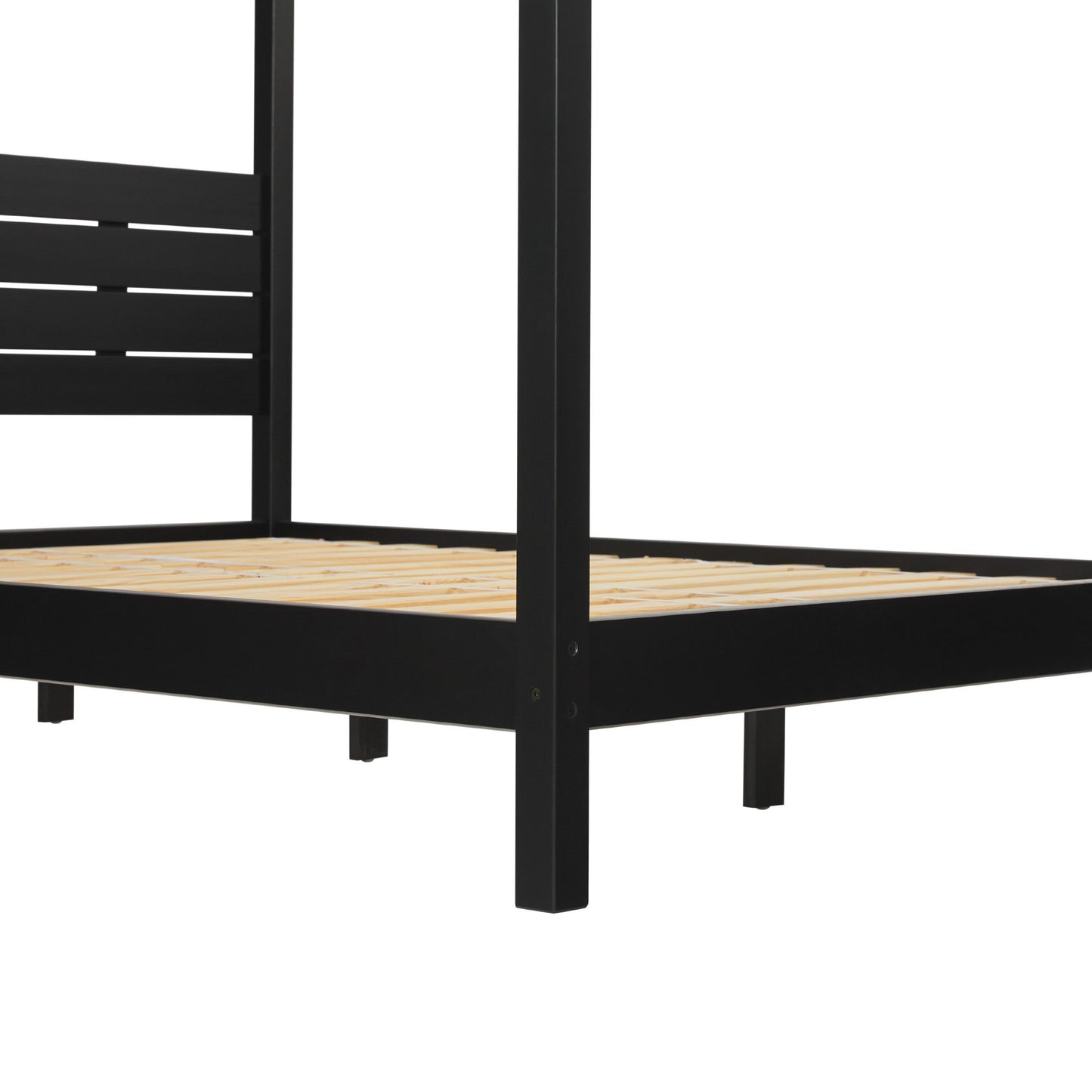 Queen Canopy Bed Frame Modern Minimalist Boho - Black