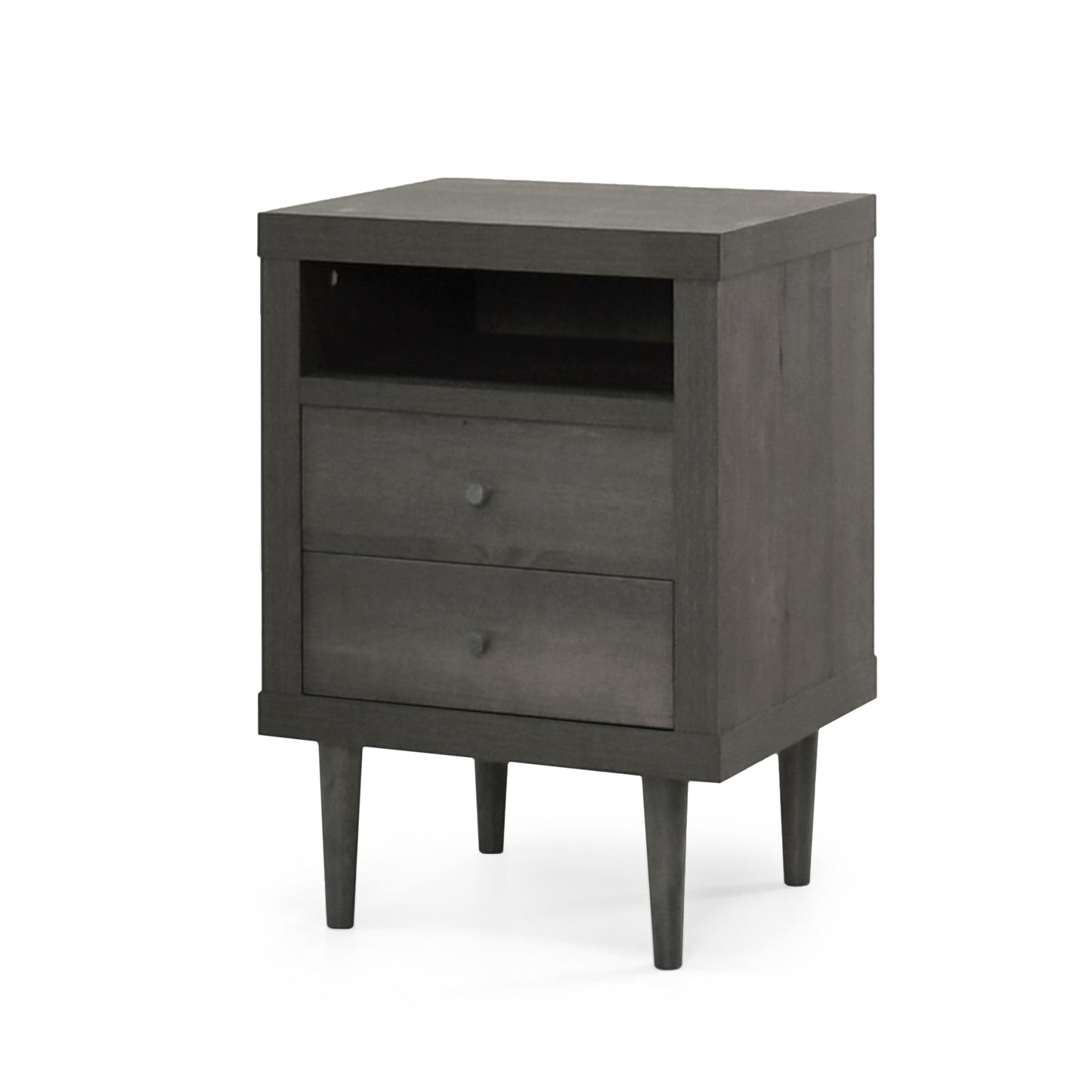Nystrom - Mid Century Modern 2 Drawer Nightstand - Gray