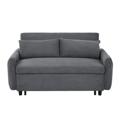 Pull Out Sofa Bed Convertible Couch 2 Seat Loveseat Sofa Modern Sleeper Sofa With 2 Throw Pillows And USB Ports For Living Room - Dark Gray