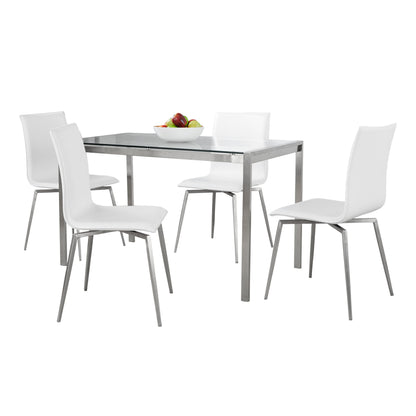 Fuji Mason - Upholstered Swivel Contemporary Dining Set, Glass, 5 Piece - Multicolor