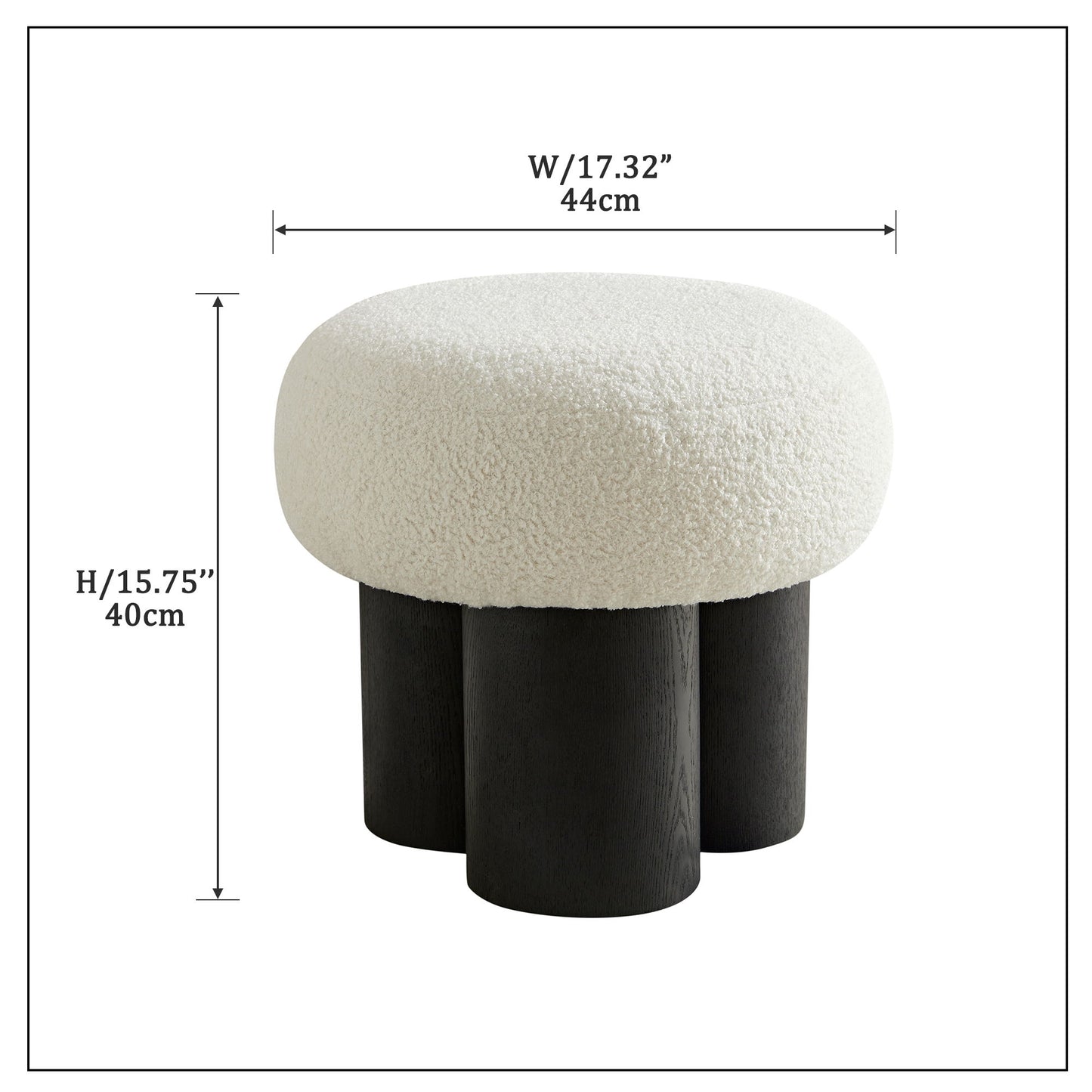 Lamb Wool Seat With Barrel Pipe / Black Ash Willow - White