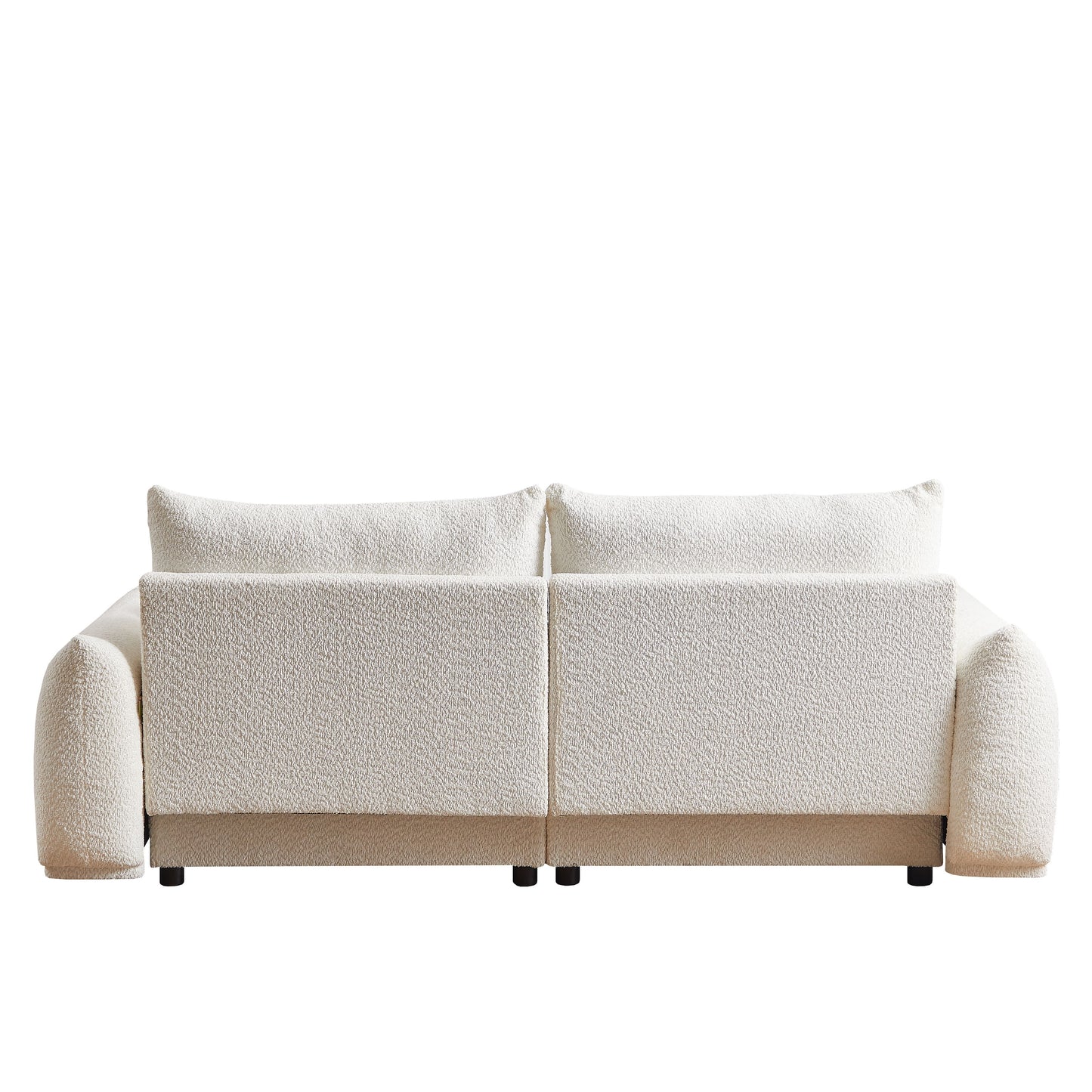 Lamb's Wool 2 Seater Cushion Sofa Comfortable Sofa For Living Room Bedroom And Other Casual Spaces Lamb's Wool Sofa With 2 Cushions And 2 Ball Pillows - White