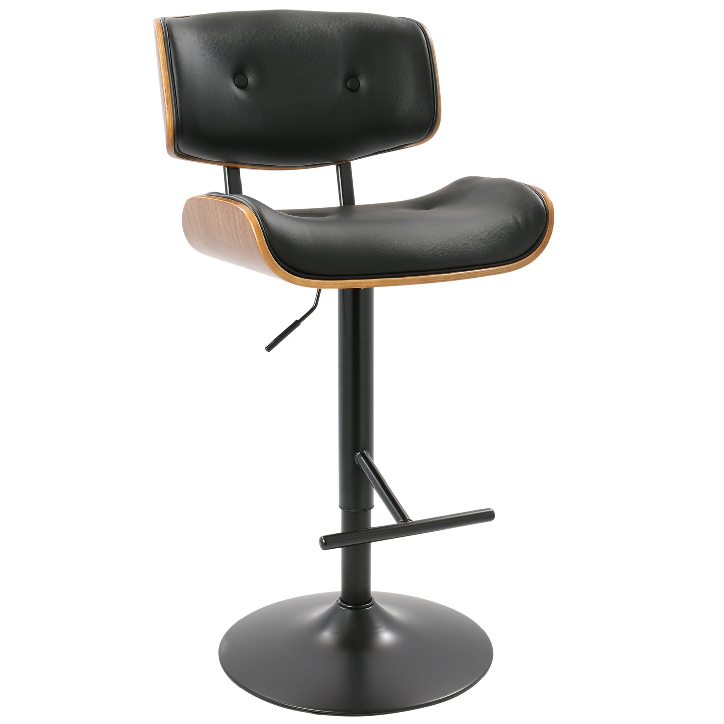 Lombardi - Mid-Century Modern Adjustable Barstool - Walnut / Black