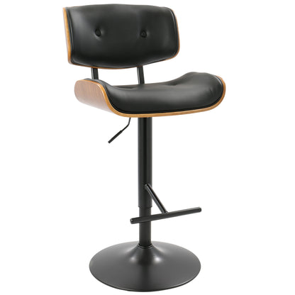 Lombardi - Mid-Century Modern Adjustable Barstool - Walnut / Black