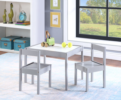 Gibson - 3-Piece Dry Erase Kids Table & Two Chair Set - Gray
