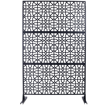 Outdoor & Indoor Privacy Screen Metal Privacy Screen Freestanding Decorative Privacy Screen Steel - Black