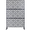 Outdoor & Indoor Privacy Screen Metal Privacy Screen Freestanding Decorative Privacy Screen Steel - Black
