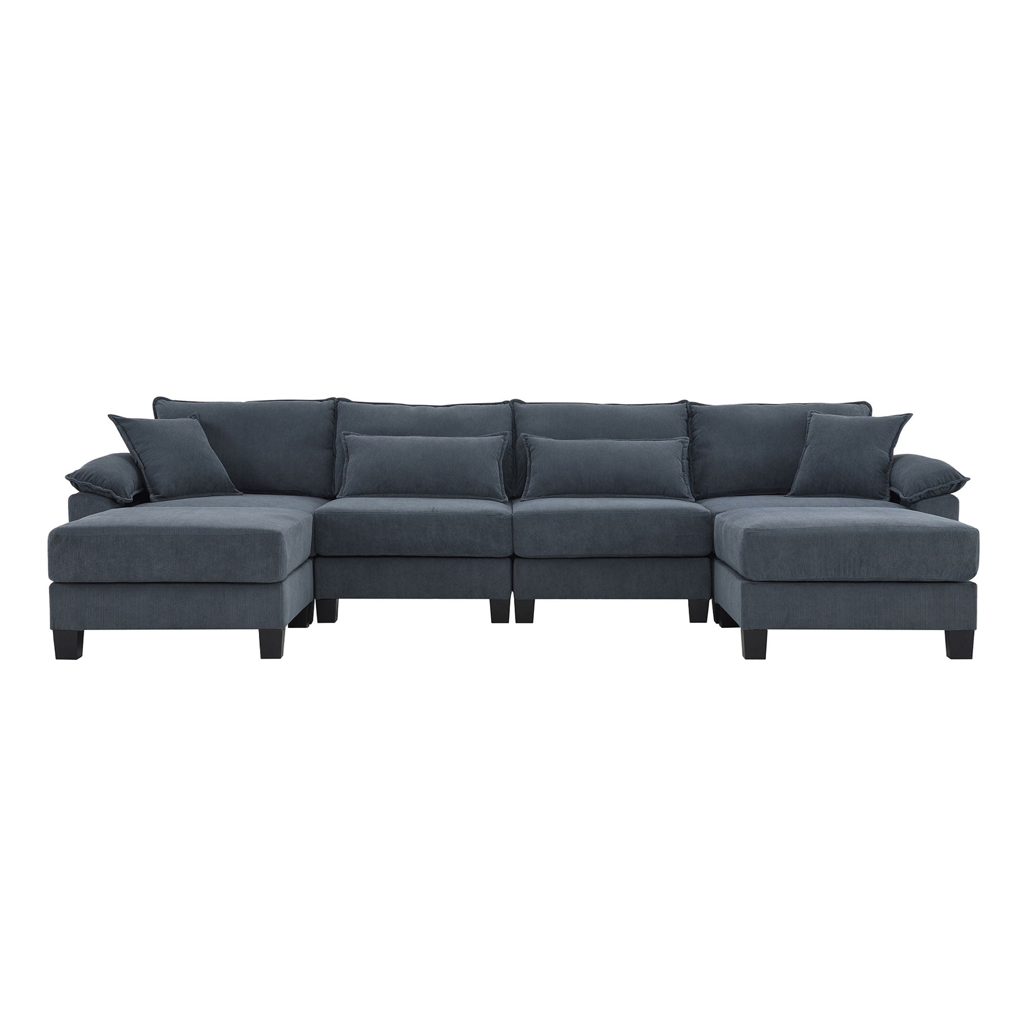 Wide Seat Modular Sectional Bed Sleeper Couch Set With Armrest Pillow 6 Seat, Free Combination Sofa With Ottomans Oversized - Gray