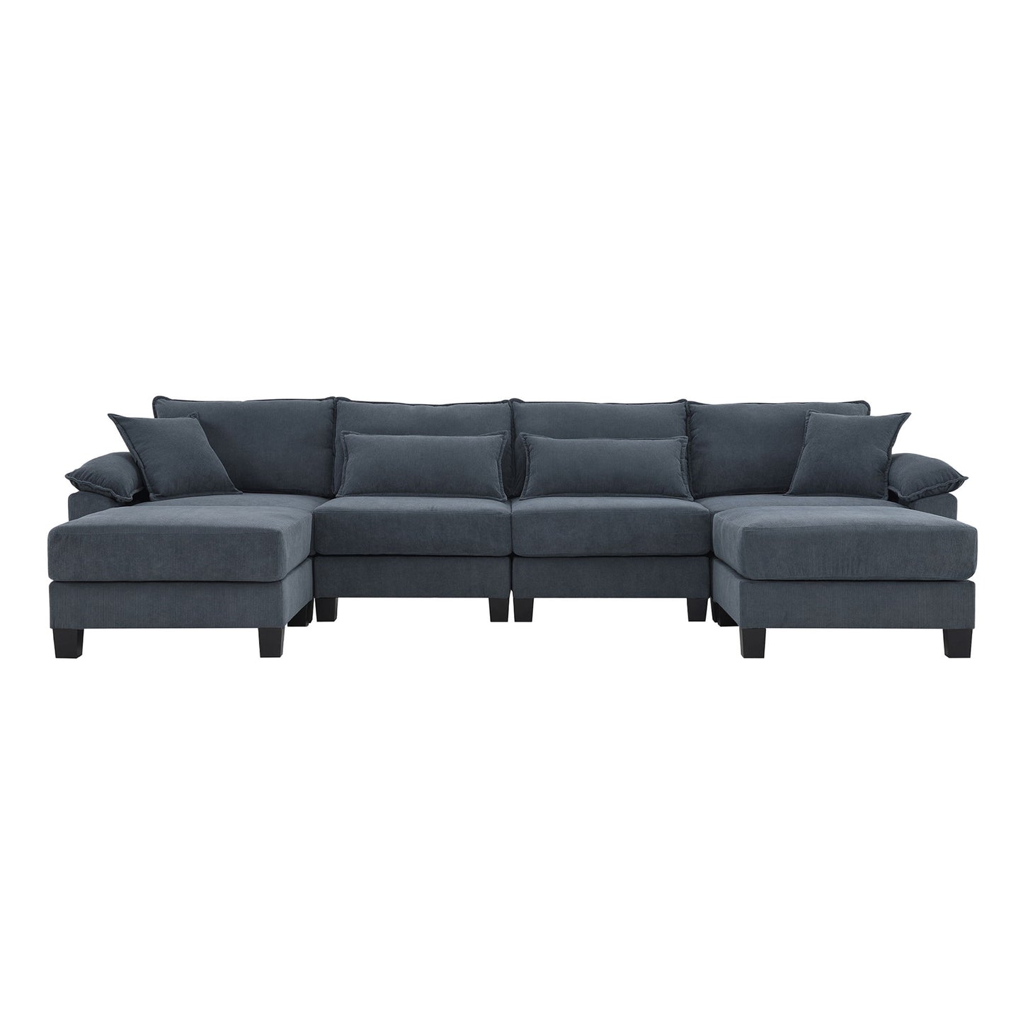 Wide Seat Modular Sectional Bed Sleeper Couch Set With Armrest Pillow 6 Seat, Free Combination Sofa With Ottomans Oversized - Gray