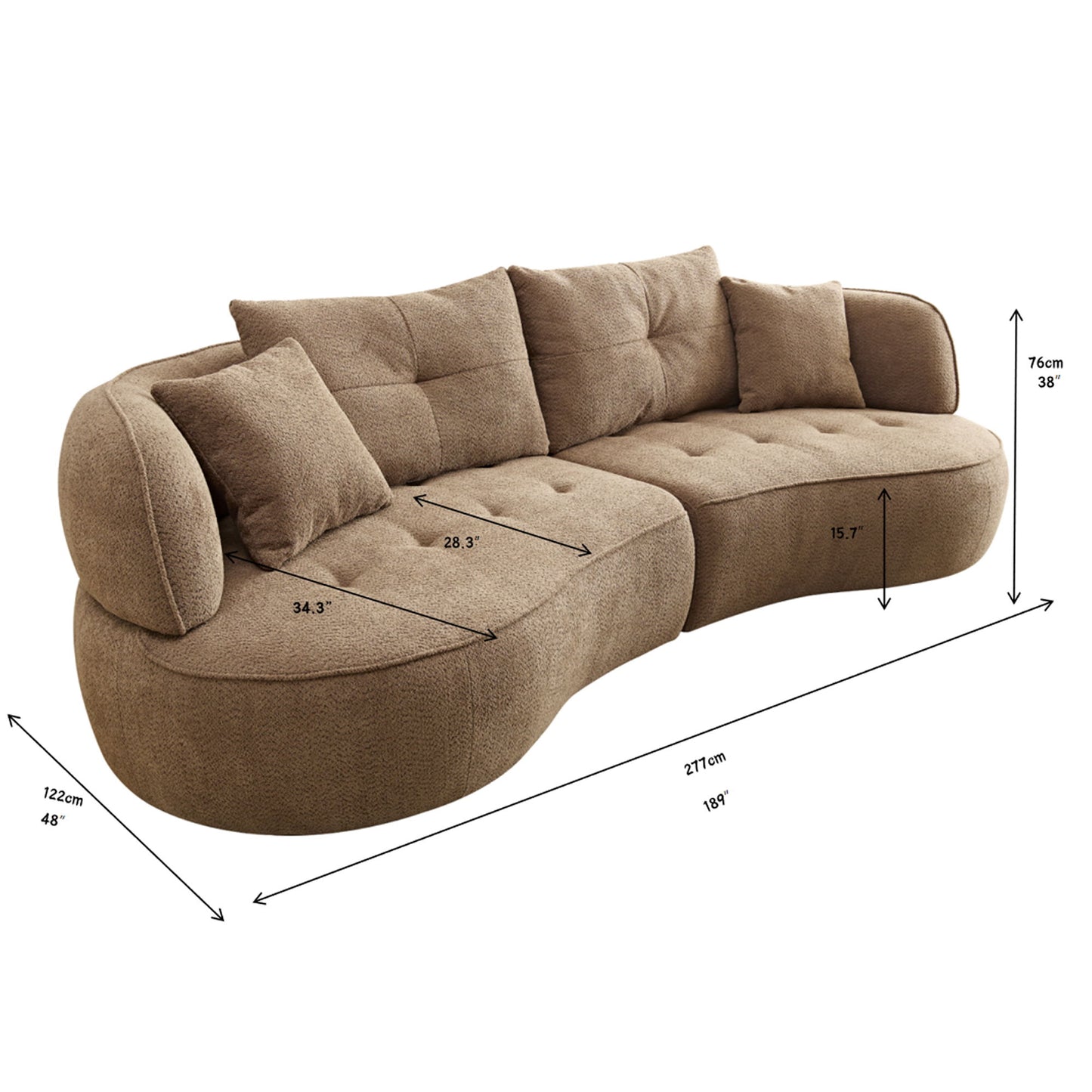 Modular Sofa, Durable Fabric, Solid Wood Frame, High Density Sponge Padding, Seating For 4 - Camel