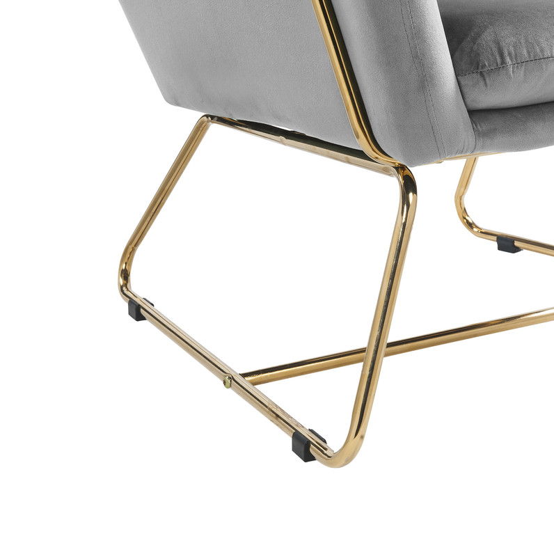 Keira - Velvet Accent Chair With Metal Base - Gray