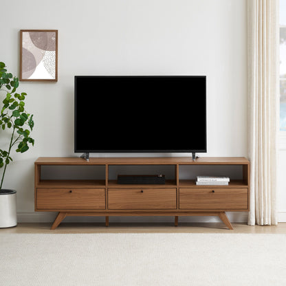 Modern Scandi 3 Door Low Profile TV Stand For TVs Up To 80" - Mocha