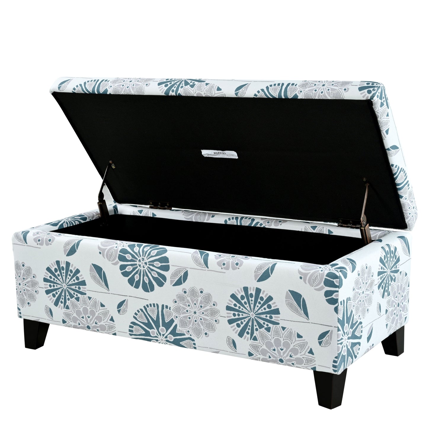 Luxury Storage Ottoman With Floral Patterned Fabric, Soft Close Hinges, Functional Footrest & Seat - Multicolor