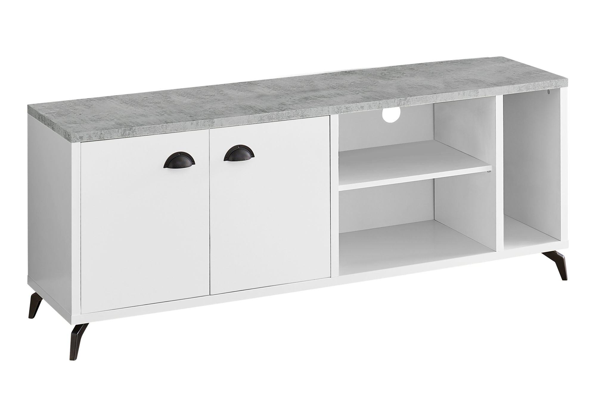 TV Stand, Console, Media Entertainment Center, Storage Cabinet, Contemporary, Elegant Design - White