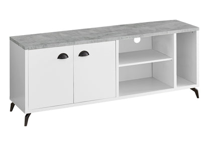 TV Stand, Console, Media Entertainment Center, Storage Cabinet, Contemporary, Elegant Design - White