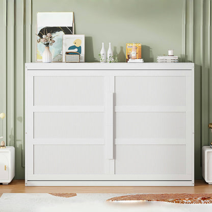 Queen Size Murphy Wall Bed Modern Design With LED Lights - White
