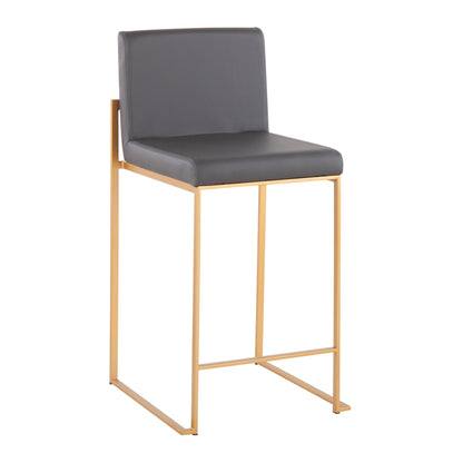 Fuji - Contemporary High Back Counter Stool (Set of 3) - Gold / Gray
