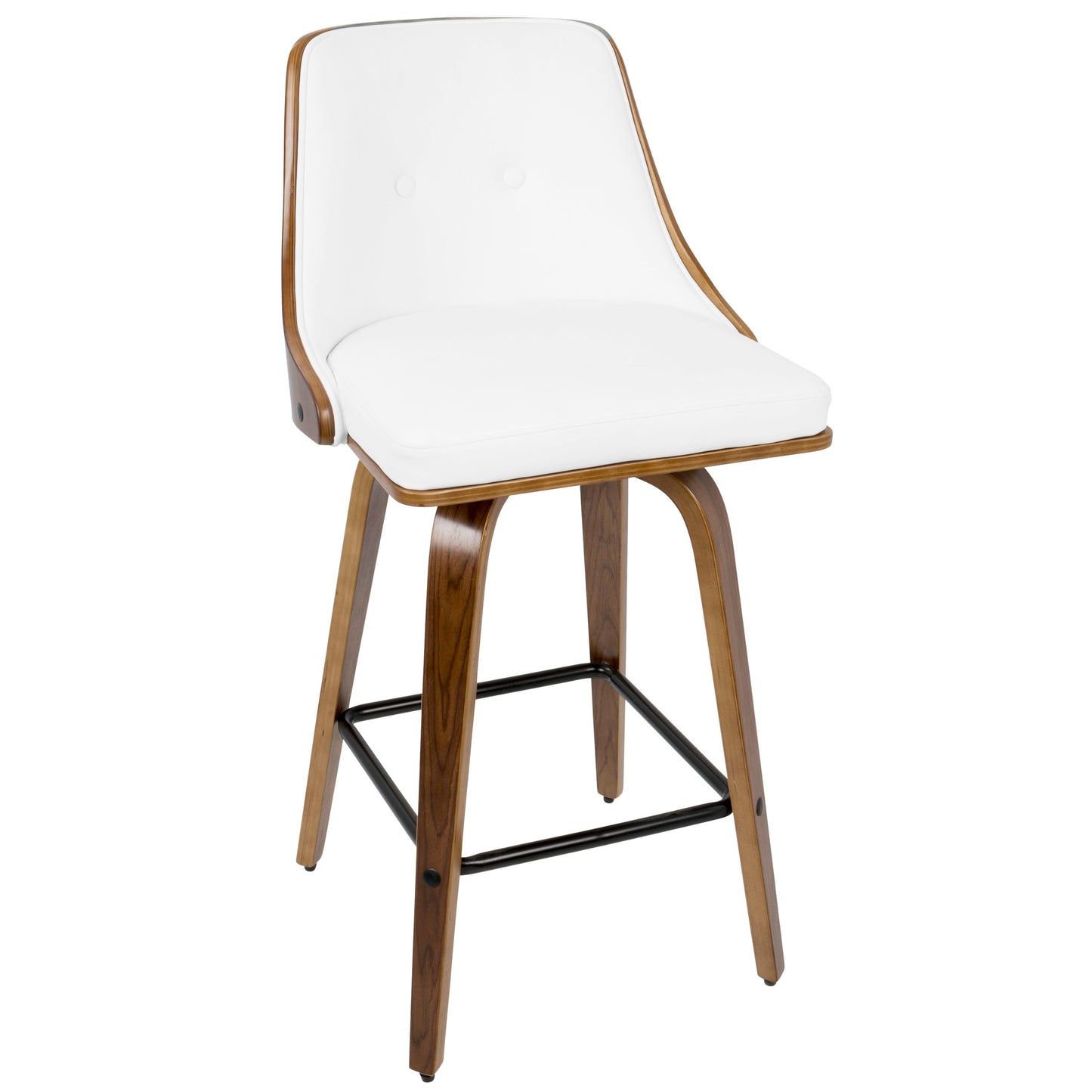 Gianna - Mid-Century Modern Counter Stool (Set of 2) - Walnut / White