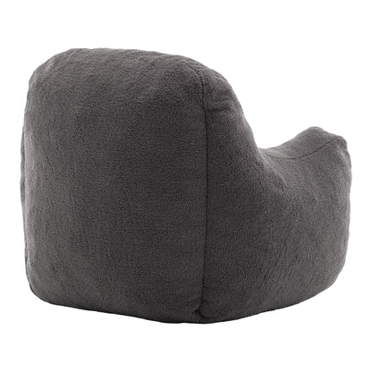 Comfy Bean Bag Chair With Filler, Tufted Memory Foam Sofa Teddy Fabric, Fluffy And Cozy Seating For Dorm, Apartment, Or Living Room - Dark Gray