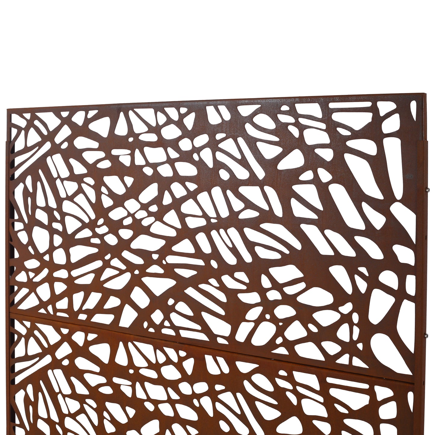 Outdoor & Indoor Privacy Screen Metal Privacy Screen, Freestanding Decorative Privacy Screen For Deck Balcony Patio - Rust Red
