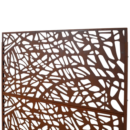 Outdoor & Indoor Privacy Screen Metal Privacy Screen, Freestanding Decorative Privacy Screen For Deck Balcony Patio - Rust Red