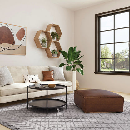 Brody - Large Square Coffee Table Pouf - Distressed Dark Brown