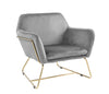 Keira - Velvet Accent Chair With Metal Base - Gray