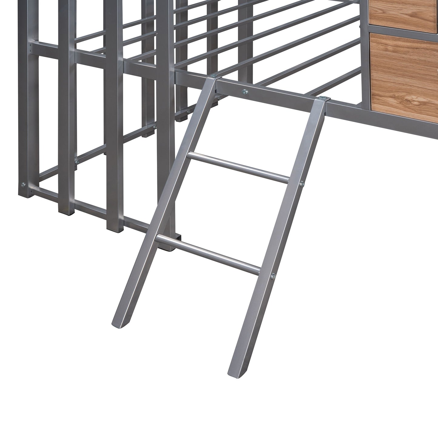 Twin Size Loft Bed With Roof, Window, Guardrail, Ladder - Silver